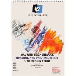 Alex Schoeller - Alex Schoeller Teknik Çizim Spiralli Resim Bloğu 165g 15 Yaprak 35x50cm