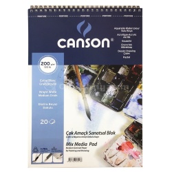 Canson - Canson Mix Media Spiralli Çizim Defteri 20 Sayfa A5