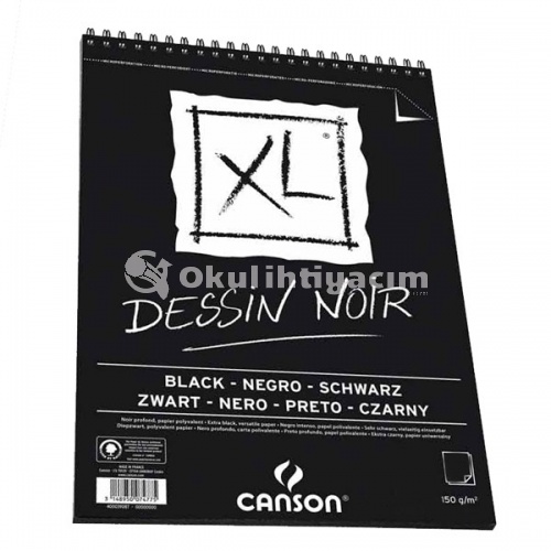 Canson XL Dessin Noir Siyah Çizim Bloğu A4 40 Yaprak 150 g