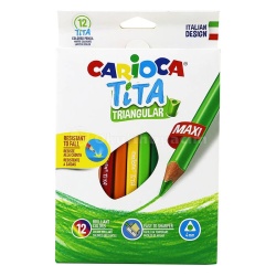 Carioca - Carioca Tita Maxi Üçgen Kuru Boya Kalemi 4mm 12li 42791