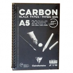 Clairefontaine - Clairefontaine Carbon Black Paper Yandan Spiralli A5 120 g 20 Yaprak CR97617