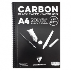 Clairefontaine - Clairefontaine Carbon Black Paper Yandan Spiralli A4 120 g 20 Yaprak CR97618