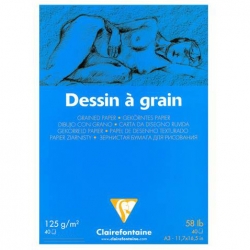 Clairefontaine - Clairefontaine Dessin a Grain İnce Dokulu Çizim Bloğu 125 gr A4 40 Yaprak - DG96684