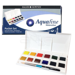 Daler Rowney - Daler Rowney Aquafine Watercolour Pocket Set 12 Renk Yarım Tablet 131 900 000