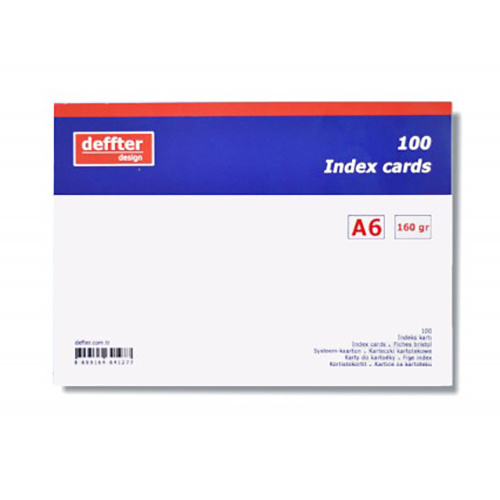 Deffter Index Cards 100lü Çizgisiz Beyaz A6
