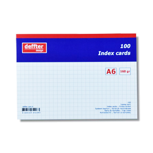 Deffter Index Cards 100lü Kareli Beyaz A6