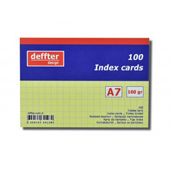 Deffter - Deffter Index Cards 100lü Kareli Sarı A7
