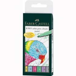 Faber Castell - Faber Castell 6'lı Pitt Artist Pen Fırça Uçlu Çizim Kalemi Pastel