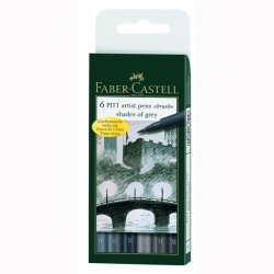 Faber Castell - Faber Castell 6'lı Pitt Artist Pen Fırça Uçlu Çizim Kalemi Shades Of Grey Gri Tonlar