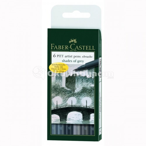 Faber Castell 6'lı Pitt Artist Pen Fırça Uçlu Çizim Kalemi Shades Of Grey Gri Tonlar