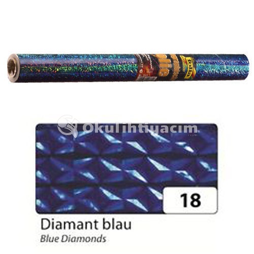 Folia Paper Bringmann Hologram Yapışkanlı Folyo 40cm x 5m Diamant Blau 318