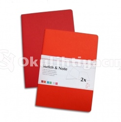 Hahnemühle Sketch Note İkili Eskiz Defter Seti A4 Kırmızı - Turuncu