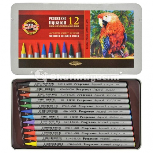 Koh-i-Noor Progresso Aquarell Woodless Coloured Pencil Set 12`li