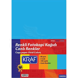 Kraf - Kraf Renkli Fotokopi Kağıdı Canlı 5 Renk 100lü