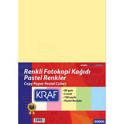 Kraf - Kraf Renkli Fotokopi Kağıdı Pastel 5 Renk 100lü