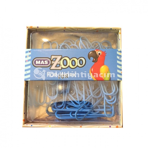 Mas Zoo Kare Kutuda Plastik Ataş Seti Mavi 604