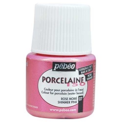 Pebeo - Pebeo Porcelaine 150 Fırınlanabilir Porselen Boyası (Metalik-Işıltılı) 107 Shimmer Pink