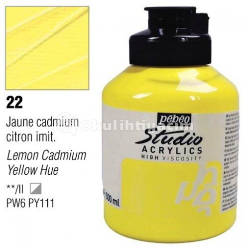 Pebeo Studio Akrilik Boya 500 ml No:22 Lemon Cadmium Yellow