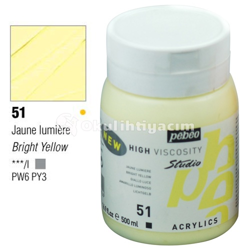 Pebeo Studio Akrilik Boya 500 ml No:51 Bright Yellow