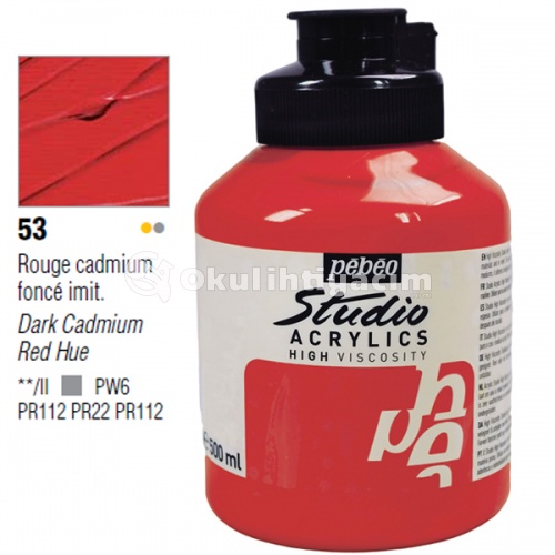 Pebeo Studio Akrilik Boya 500 ml No:53 Dark Cadmium Red
