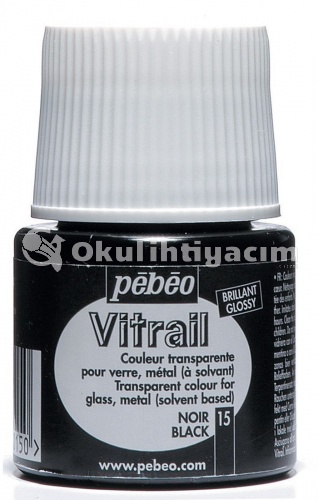 Pebeo Vitrail Cam Boyası 45 ml Siyah 15