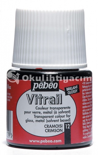 Pebeo Vitrail Cam Boyası 45 ml Yoğun Kırmızı 12