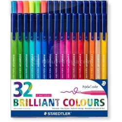 Staedtler - Staedtler Triplus Color Keçe Uçlu Kalem Brilliant Colours 32li