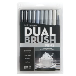 Tombow - Tombow Dual Brush Pen Grayscale Palette 10′lu Set 56171