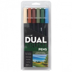 Tombow - Tombow Dual Brush Pen Landscape Palette 6′lı Set 56164