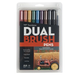 Tombow - Tombow Dual Brush Pen Muted Palette 10′lu Set 56186