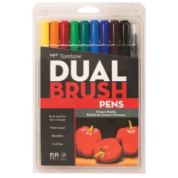 Tombow - Tombow Dual Brush Pen Primary Palette 10′lu Set 56167