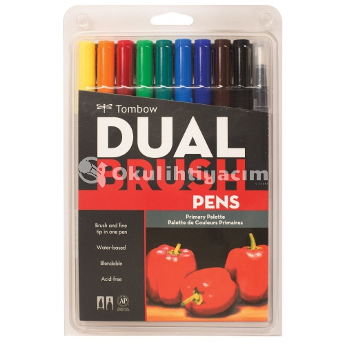 Tombow Dual Brush Pen Primary Palette 10′lu Set 56167