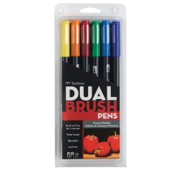 Tombow - Tombow Dual Brush Pen Primary Palette 6′lı Set 56162