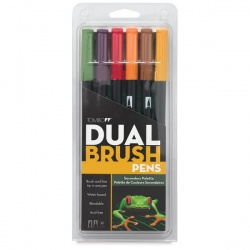 Tombow - Tombow Dual Brush Pen Secondary Palette 6′lı Set 56163