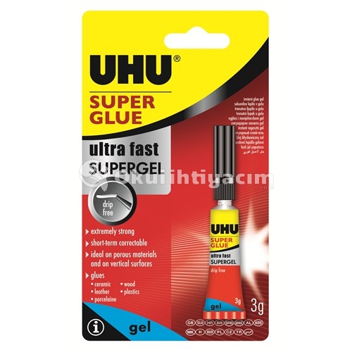 Uhu Super Glue Gel 3 gr- Jel Tip Japon Yapıştırıcı (UHU40360)