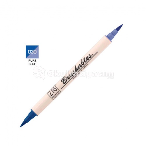 Zig Brushables 2 Renk Tonu Fırça Uçlu Marker Kalem 030 Pure Blue