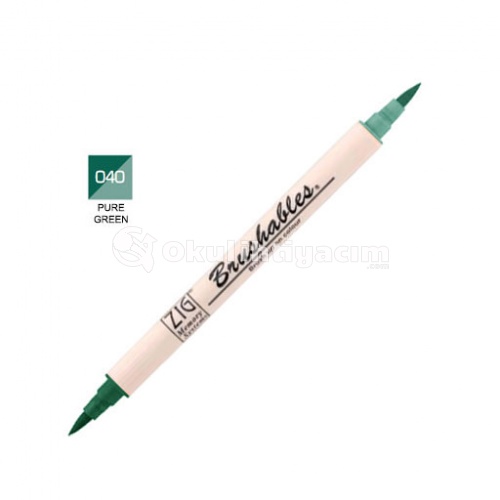 Zig Brushables 2 Renk Tonu Fırça Uçlu Marker Kalem 040 Pure Green