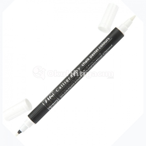 Zig Calligraphy Chalk Pastel Colours Çift Uçlu Kaligrafi Kalemi 2mm & 3.5mm White