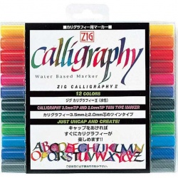 Zig - Zig Calligraphy II 2mm+3.5mm 12'li Kaligrafi Kalem Seti