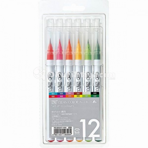 Zig Clean Color Real Brush Fırça Uçlu Marker Kalem Seti 12`li