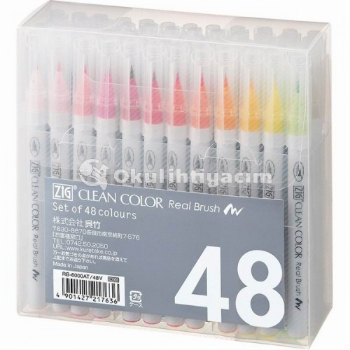 Zig Clean Color Real Brush Fırça Uçlu Marker Kalem Seti 48`li