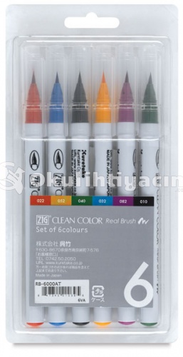 Zig Clean Color Real Brush Fırça Uçlu Marker Kalem Seti 6`lı