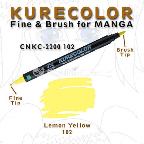 Zig Kurecolor Fine & Brush for Manga Çizim Kalemi 102 Lemon Yellow