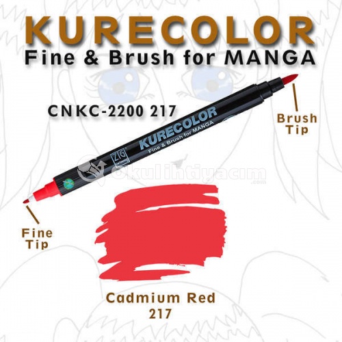 Zig Kurecolor Fine & Brush for Manga Çizim Kalemi 217 Cadmium Red
