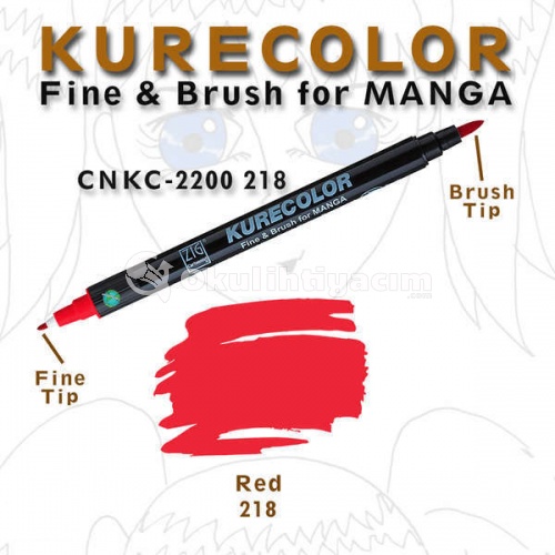 Zig Kurecolor Fine & Brush for Manga Çizim Kalemi 218 Red