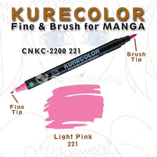 Zig Kurecolor Fine & Brush for Manga Çizim Kalemi 221 Light Pink