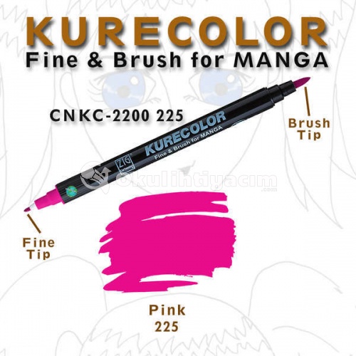 Zig Kurecolor Fine & Brush for Manga Çizim Kalemi 225 Pink
