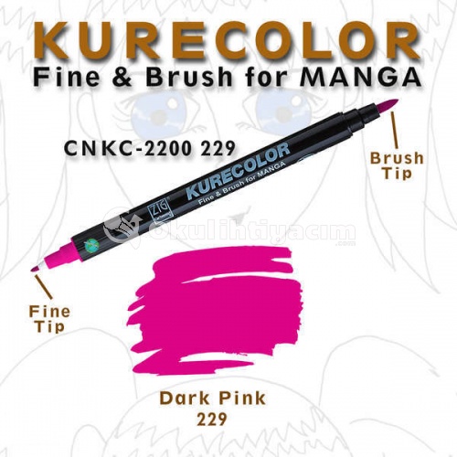 Zig Kurecolor Fine & Brush for Manga Çizim Kalemi 229 Dark Pink