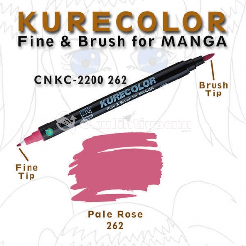 Zig Kurecolor Fine & Brush for Manga Çizim Kalemi 262 Pale Rose