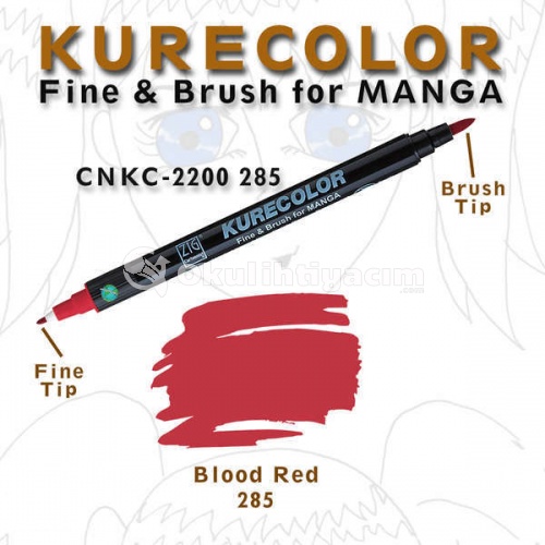 Zig Kurecolor Fine & Brush for Manga Çizim Kalemi 285 Blood Red